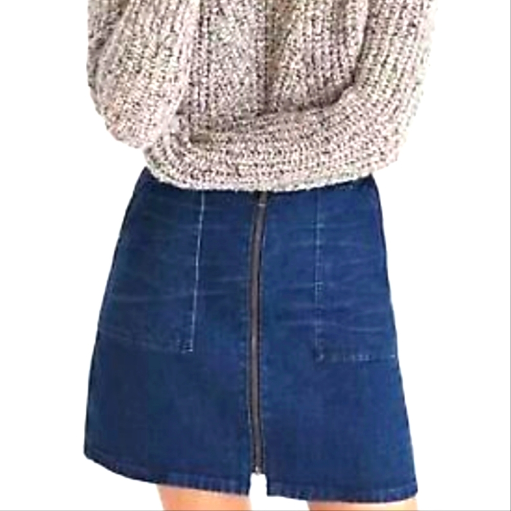 NWT MADEWELL Denim Mini Skirt Jean Zip Front 27